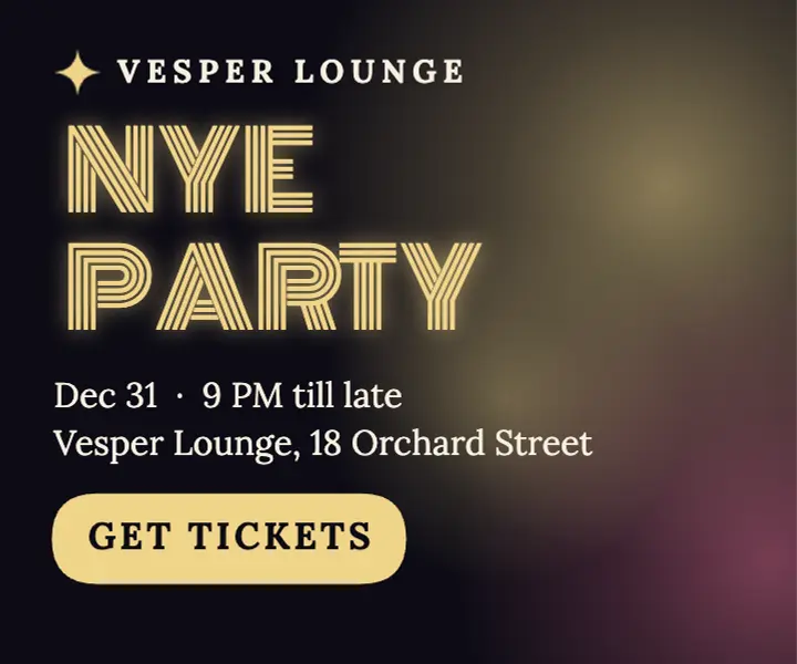 Champagne glow NYE party ad template