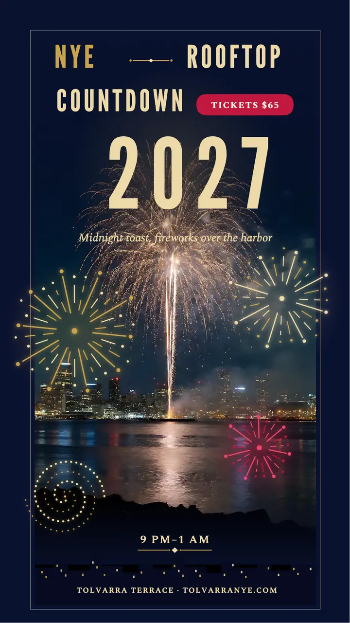 Tolvarra Terrace New Year's Eve rooftop countdown story template