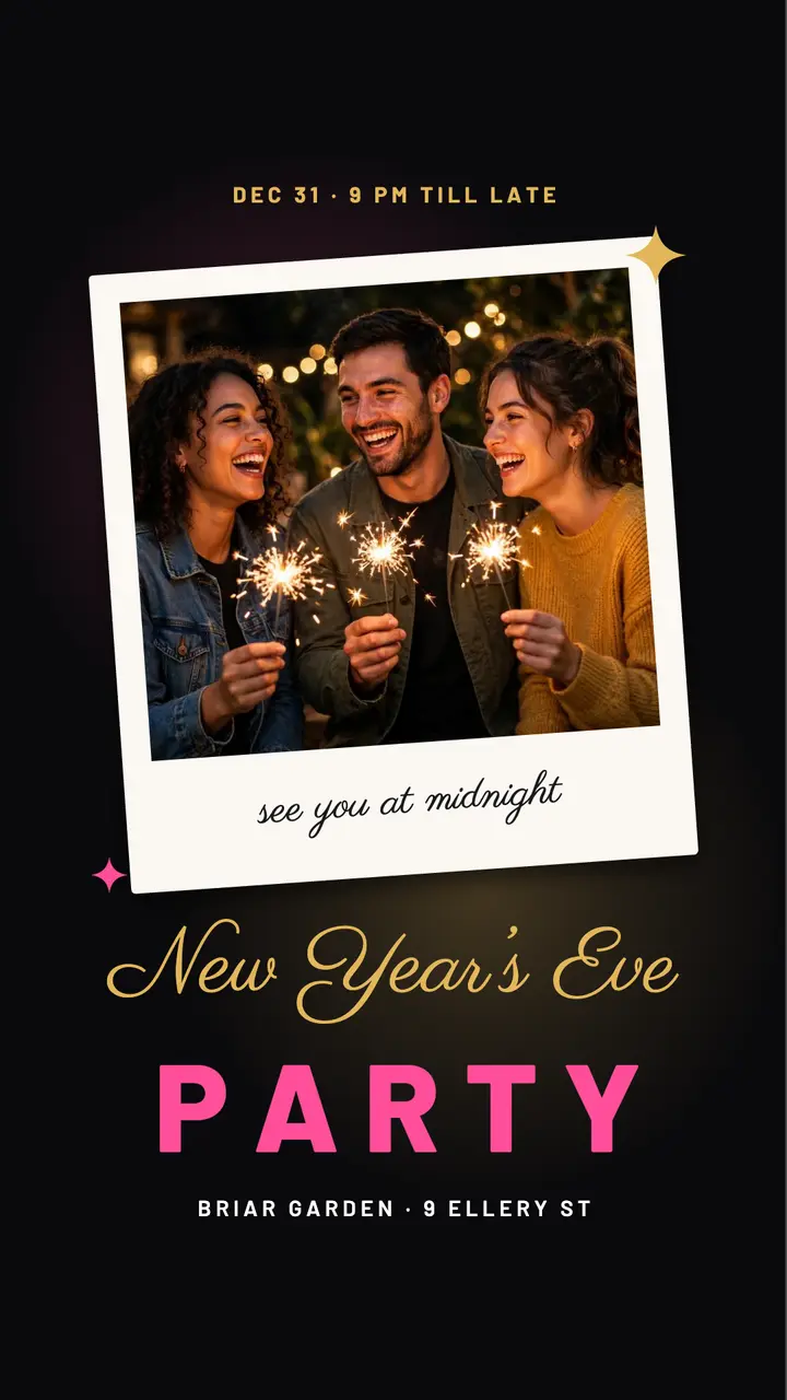 New Year's Eve instant photo party story template