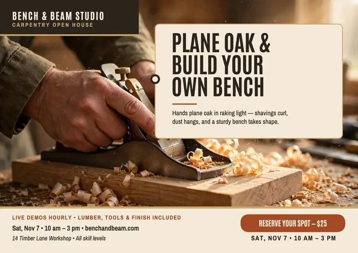 Bench and Beam oak bench demo certificate template