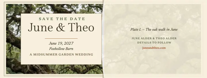 Oak garden wedding plate cover template