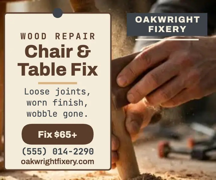 Oakwright Fixery chair repair ad template