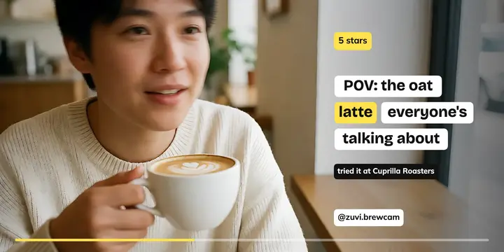 Oat latte customer spotlight review post template
