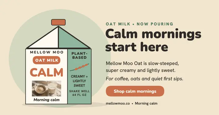 Mellow Moo calm mornings carton post template