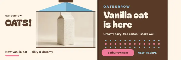 Oatburrow vanilla oat milk header template
