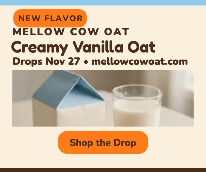 Mellow Cow Oat vanilla launch ad template
