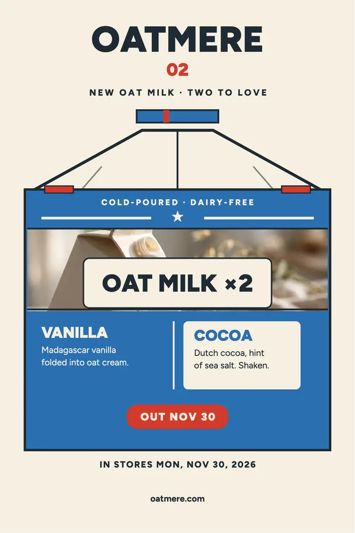 Oatmere oat milk launch poster template