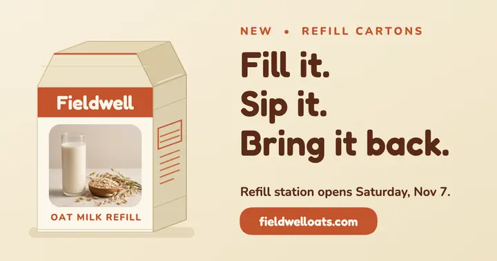 Fieldwell oat milk refill carton post template