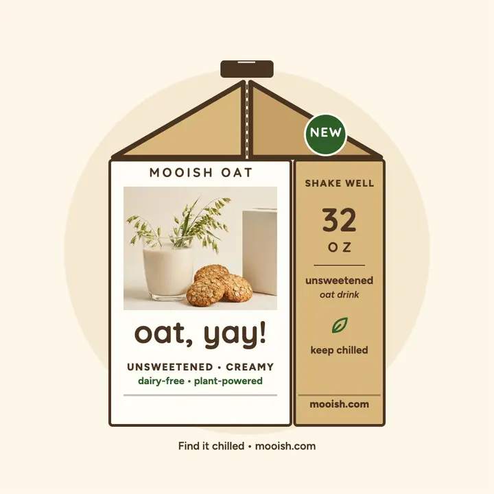 Mooish Oat milk carton promo: oat milk carton post template