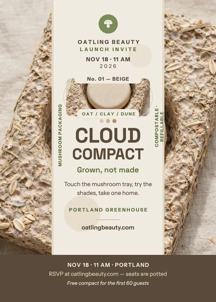 Oatling Beauty Cloud Compact launch invite: beauty launch invite template