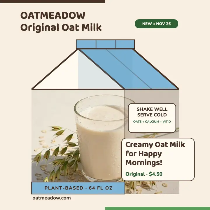 Oatmeadow carton oat milk launch post template