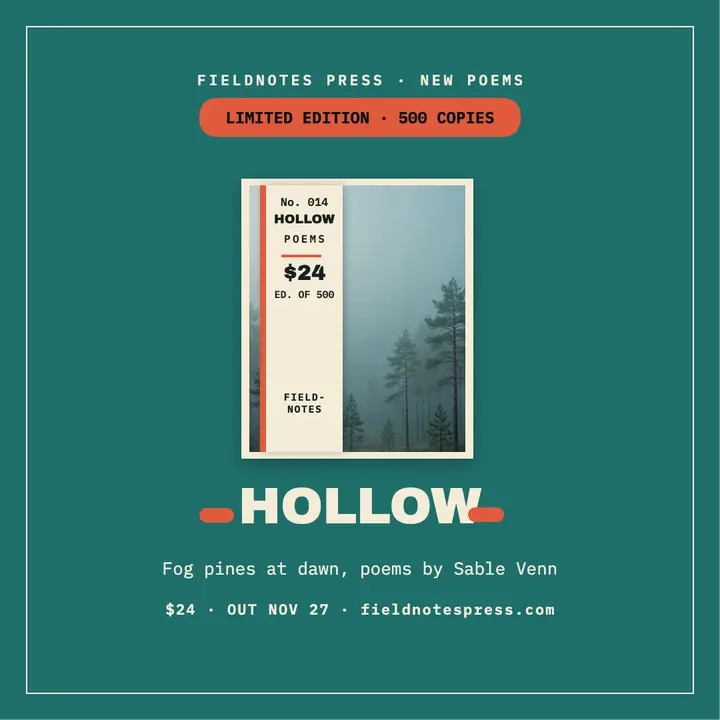 Hollow poetry book launch, obi band template