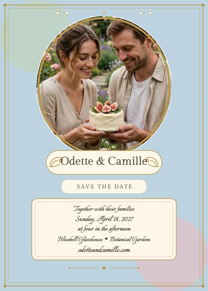 Odette and Camille blush garden invitation template