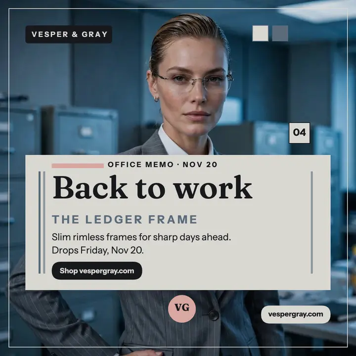 Vesper and Gray Ledger eyewear drop post template