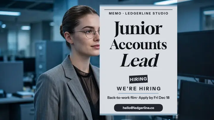 Ledgerline Junior Accounts Lead hiring thumbnail template