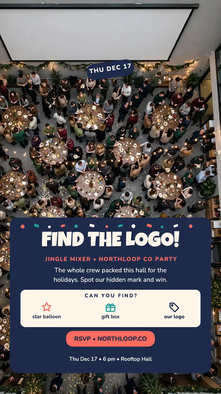 Northloop Co holiday party find story template