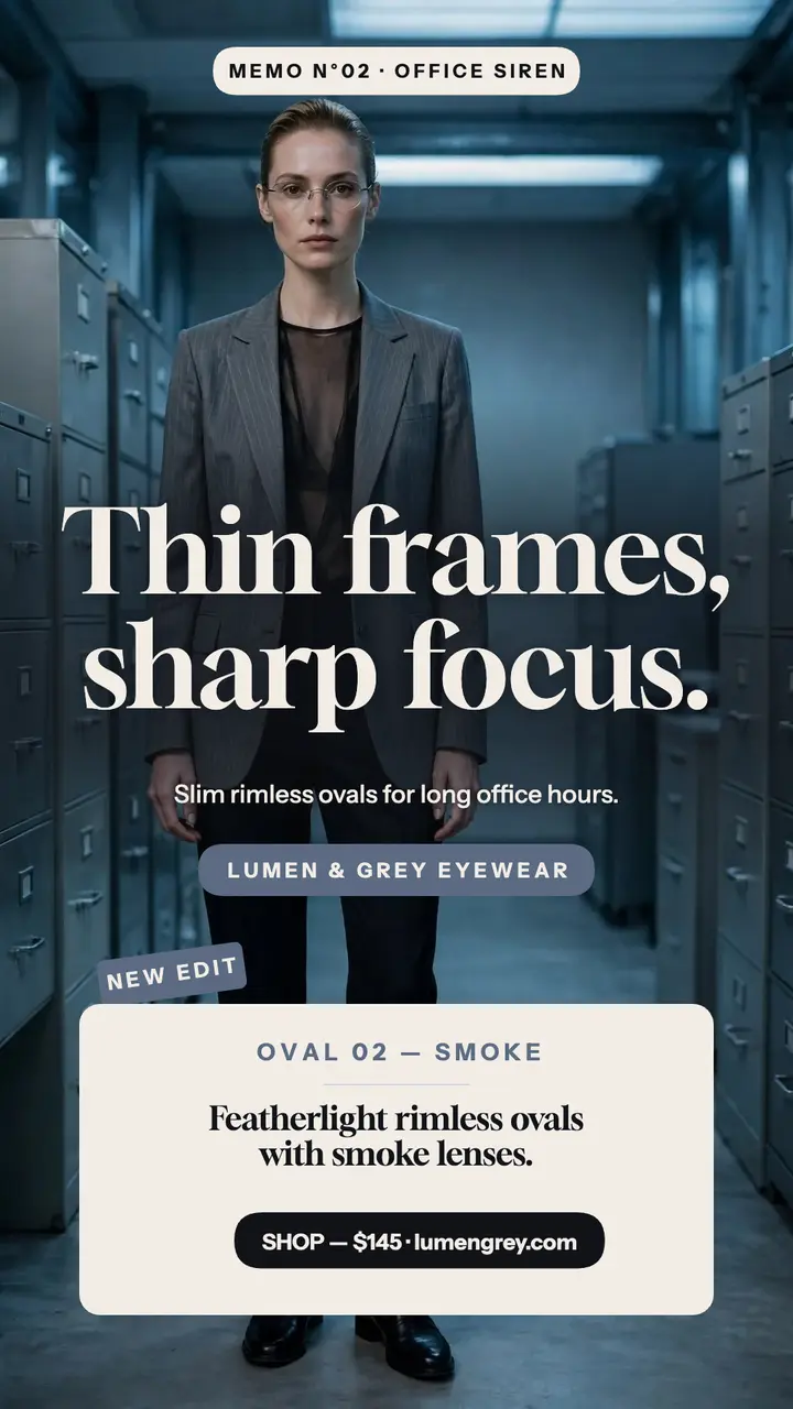 Lumen and Grey oval eyewear story template