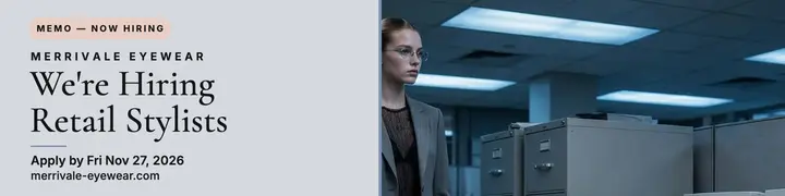 Merrivale Eyewear retail stylists hiring banner template