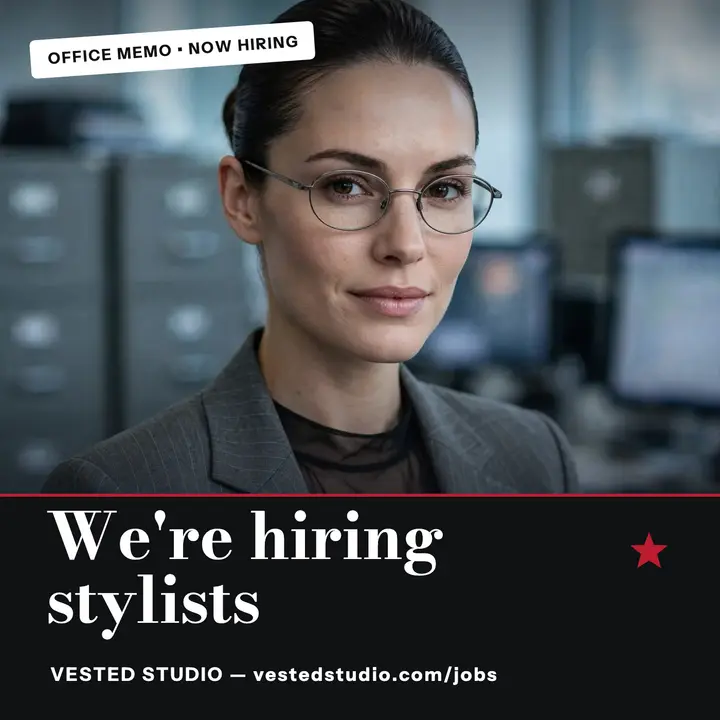 Vested Studio hiring stylists podcast cover template