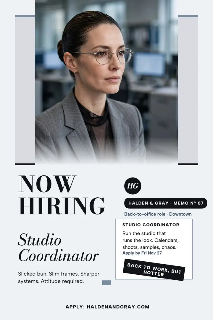 Halden and Gray Studio Coordinator hiring poster: studio coordinator hiring poster template