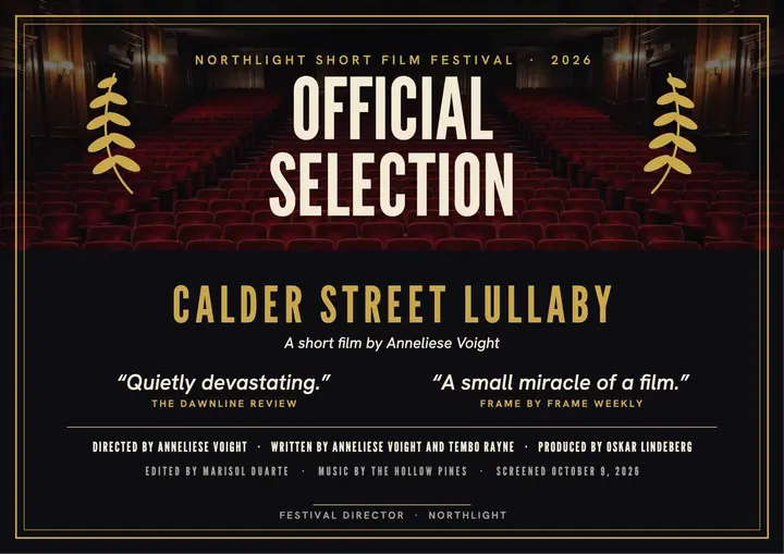 Northlight Official Selection certificate: film festival certificate template