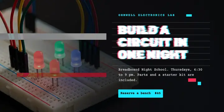 Ohmwell breadboard night school post, glitch split template