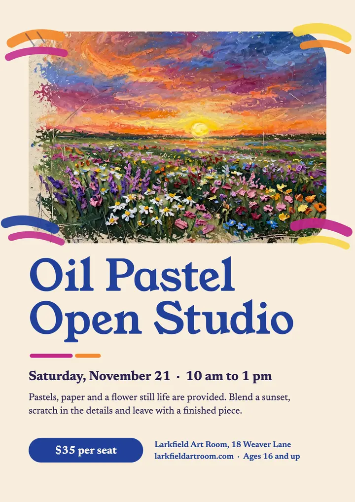 Oil pastel open studio flyer template