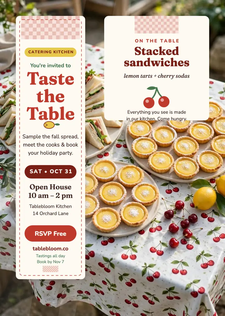 Tablebloom catering open house invitation template