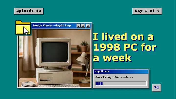 Old PC week challenge thumbnail, retro OS desktop template