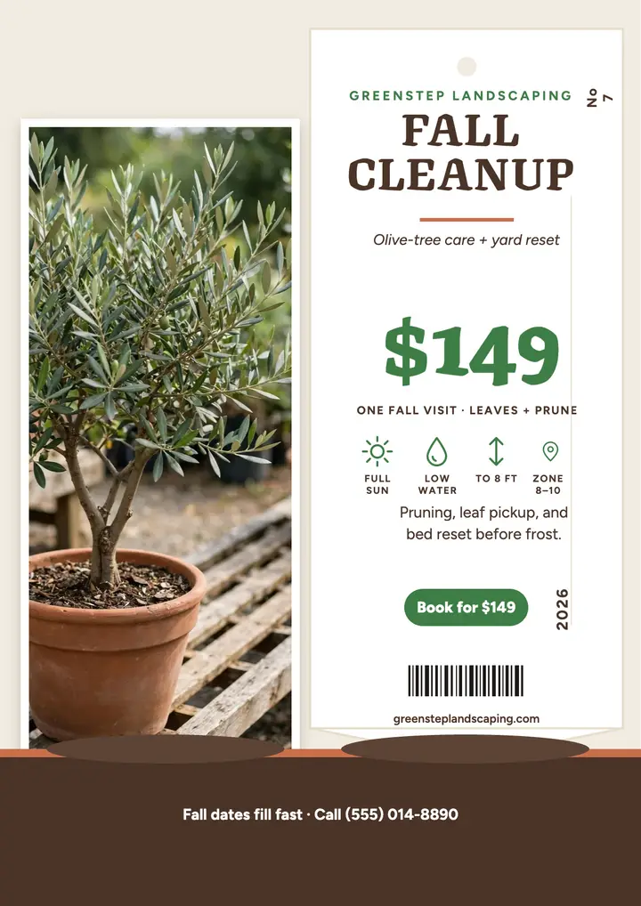 Greenstep fall cleanup olive stake flyer template
