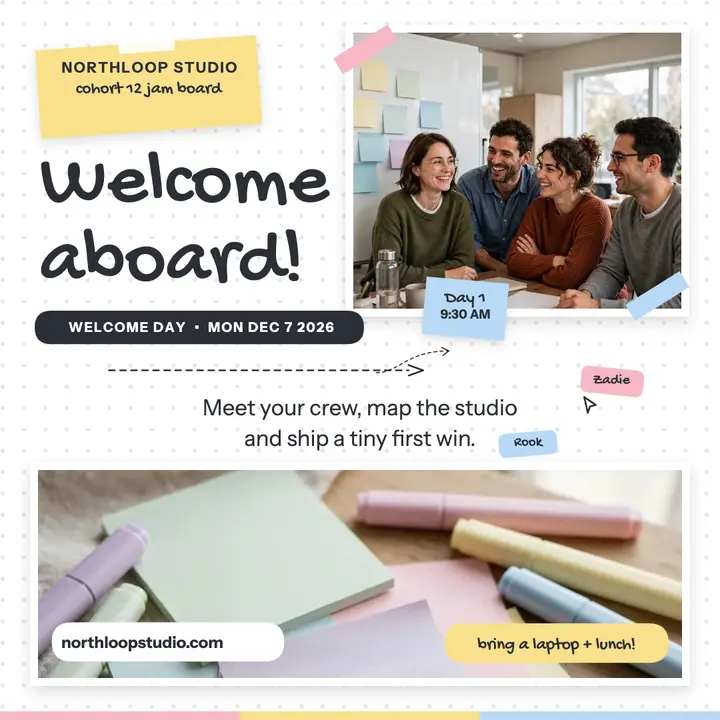 Northloop Studio welcome aboard jam board template
