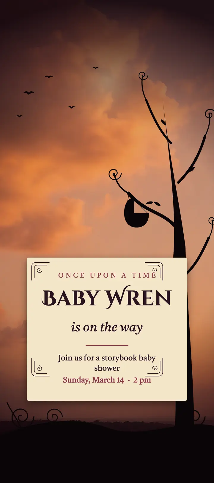 Once upon a baby shower card, silhouette cut film template