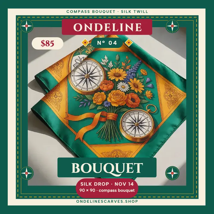Ondeline compass bouquet scarf drop: silk scarf drop post template
