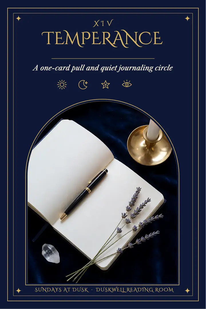 One-card journaling night poster, mystic tarot template