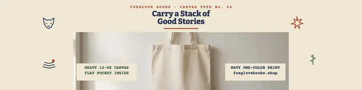 Foxglove Books canvas tote banner template