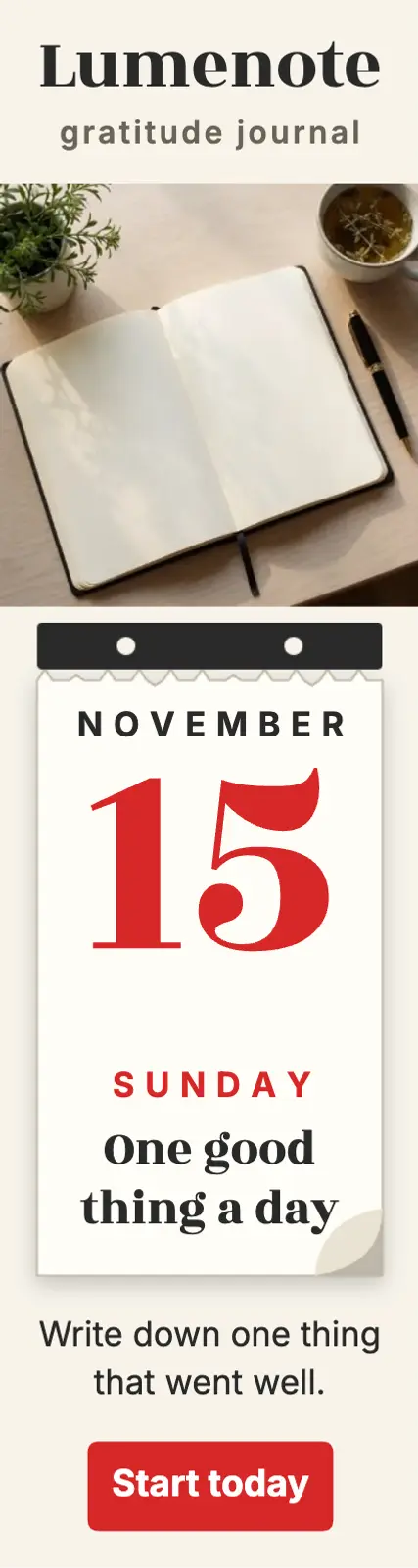 Lumenote gratitude journal ad template