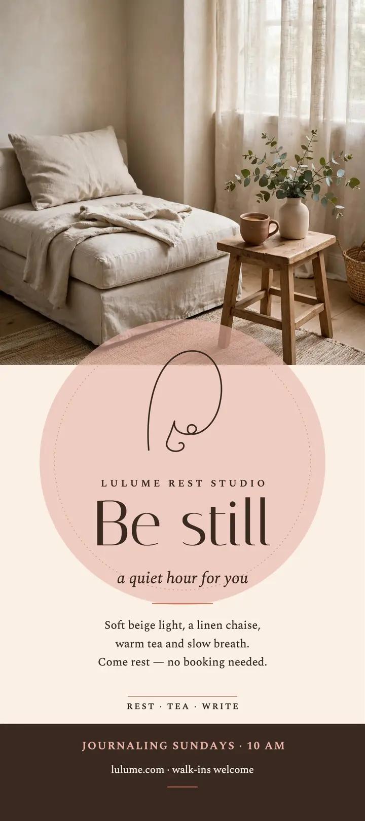 Lulume self-care studio rack card template