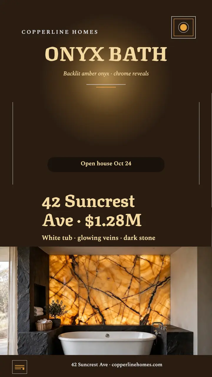 Copperline onyx bath listing story template