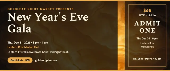 Goldleaf gala night market ticket template