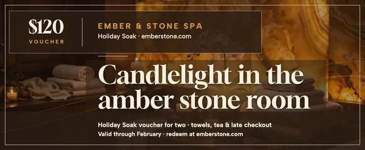 Ember and Stone holiday soak voucher template