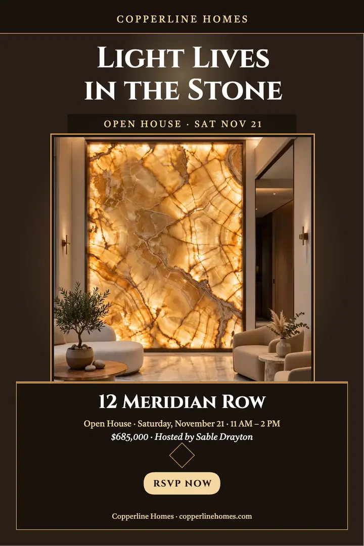 Copperline onyx lobby open house poster template