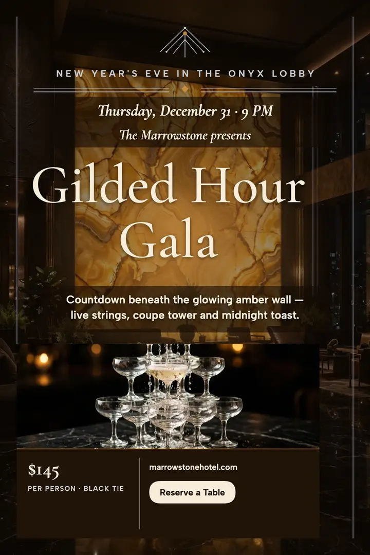 Marrowstone Gilded Hour Gala onyx poster template