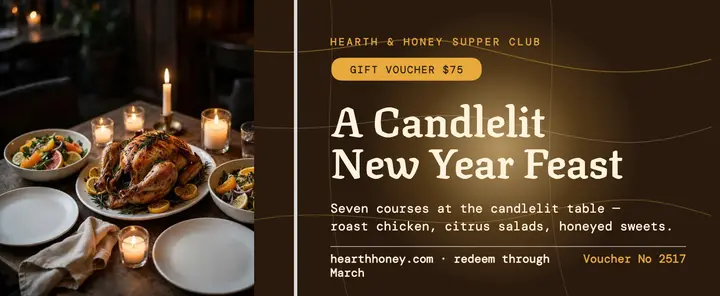 Hearth and Honey New Year gift voucher template