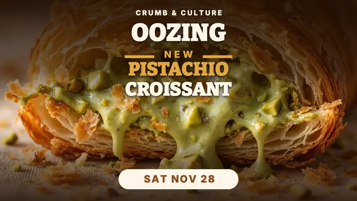 Crumb and Culture pistachio croissant thumbnail template