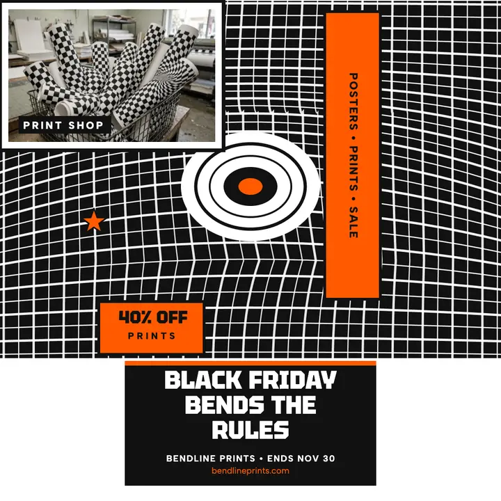 Bendline Prints op-art Black Friday post template