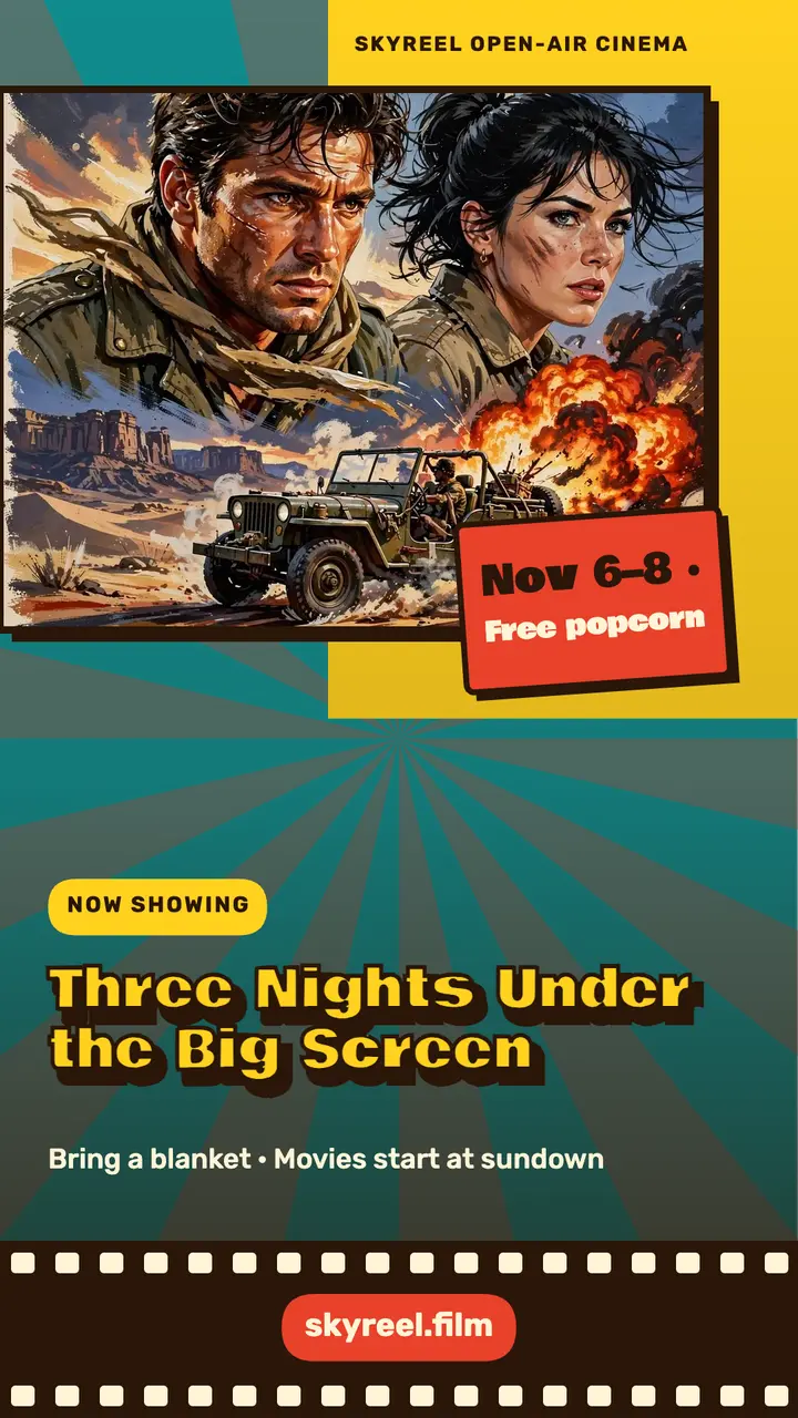 Open-air cinema weekend painted billboard story template