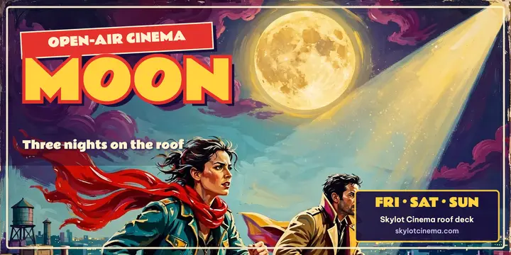 Skylot roof cinema painted billboard post template
