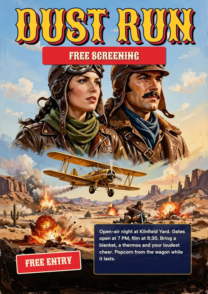 Dust Run open-air screening painted flyer template