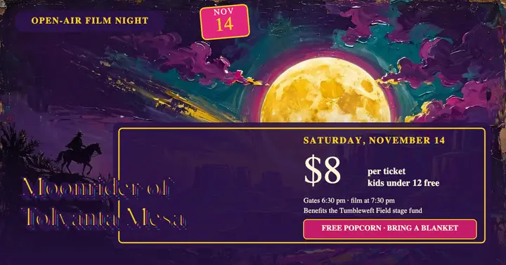 Open-air film night fundraiser, painted billboard post: film night facebook post template