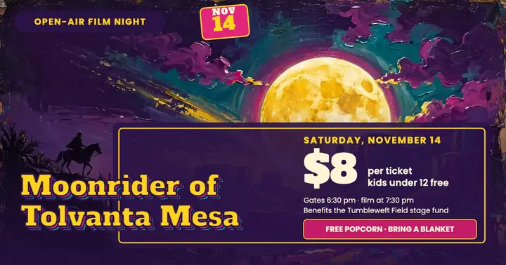 Open-air film night fundraiser, painted billboard post template